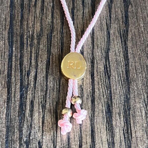 Polo‎ Ralph Lauren Bracelet Slide Closure Adjustable S/M Pink Pony Gold Plated - Picture 4 of 8